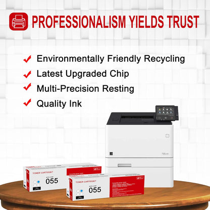 2 Pack 055 3015C001 Cyan Toner Cartridge: Compatible CRG-055 Replacement for Canon i-SENSYS LBP660 MF740 Series ImageClass LBP660C LBP664Cdw MF740C MF741Cdw MF743Cdw MF746Cdw MF740 Series Printer
