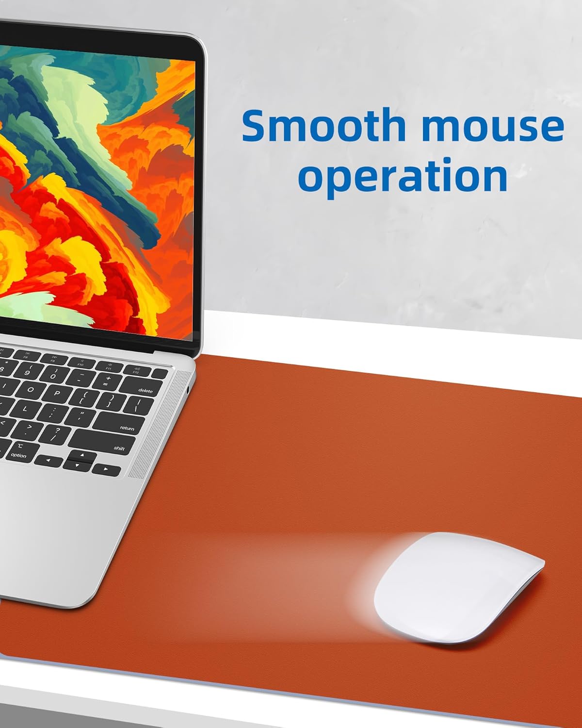 AFIING Leather Desk Pad Protector,Mouse Pad,Office Desk Mat, Non-Slip PU Leather Desk Blotter,Large Desk mat,Waterproof Keyboard mat for Office/Home/Decor (Orange,48"" x 17"")