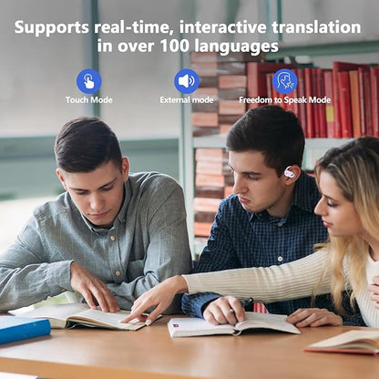 AI Translation Earbuds Real Time 144 Language Translator Earbuds, Audifonos Traductores Inglés Español, 3-in-1 Translating Device, Translate Ear Buds for Travel Business Learning with Charging Case
