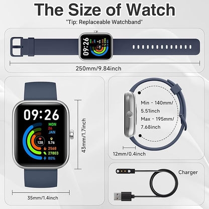 Smart Watch for Women Men with Bluetooth Call, Alexa Built-in Smartwatch, 1.83"DIY Dial Fitness Watch with Sleep Heart Rate Monitor, 110+ Sport Modes, IP68 Waterproof Watch Compatible with Android iOS