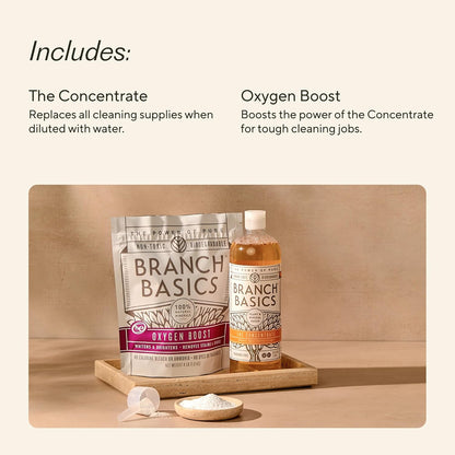 Branch Basics Concentrate + Oxygen Boost REFILL: Stain Remover and All Purpose Cleaner Duo | Bleach, Ammonia, Dye, and Fragrance Free (64 Loads, 33.8 oz Concentrate)