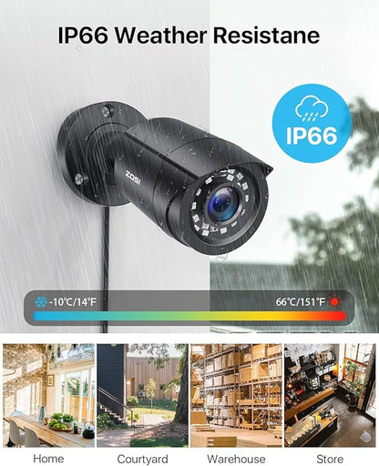ZOSI 8CH 3K Lite Home Wired Security Camera System with 1TB HDD, AI Human Vehicle Detection, Night Vision, 4pcs 1080P Indoor Outdoor Surveillance Cameras, H.265+ 8 Channel CCTV DVR for 24/7 Recording