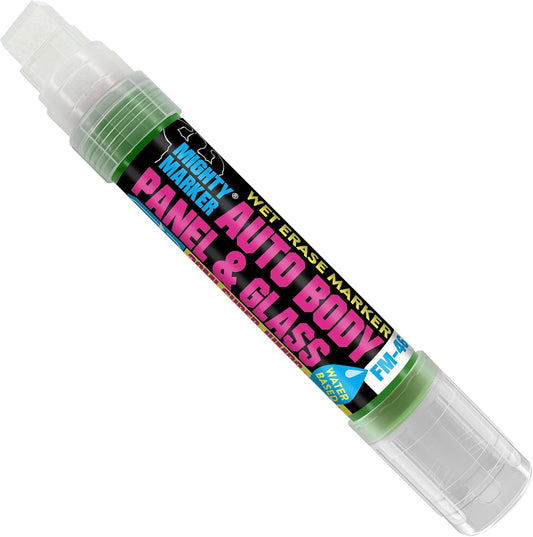 FM-46 Auto Body and Glass Super Jumbo Paint Marker, No-Ghost Formula, Water-Resistant, Valve Action, Removable, Water-Based, 30ml Capacity, Made in USA, Green 3 Pack