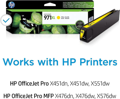HP 971X | PageWide Cartridge High Yield | Yellow | Works with HP OfficeJet Pro X451, X476, X551, X576 | CN628AM