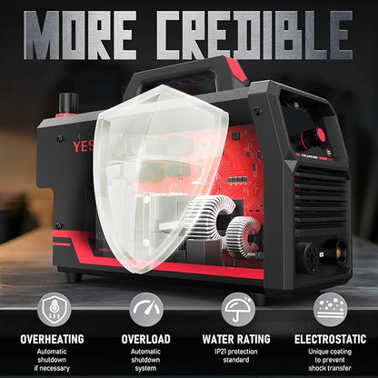 YESWELDER Plasma Cutter 60Amp Non-High Frequency Non-Touch Pilot Arc, Digital Display DC Inverter 110/220V Dual Voltage Blowback Plasma Cutting Machine CUT-60DS PRO