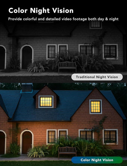 2K Security Camera, Outdoor/Indoor for Home, Pet, Baby, Nanny, IP65 Wterproof Color Night Vision, White Light & Siren, Recording, Motion Detection, Compatible with Alexa,Black-4P