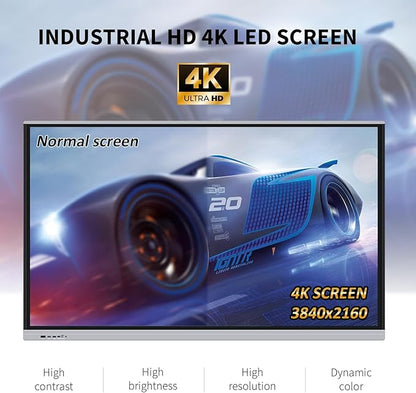 65" Touchscreen Monitor Smart Board, 4K Interactive Presentation Electronic Whiteboard with Android 11, Digital Signage Display for Office, Classroom,RAM 4GB+ ROM 32GB
