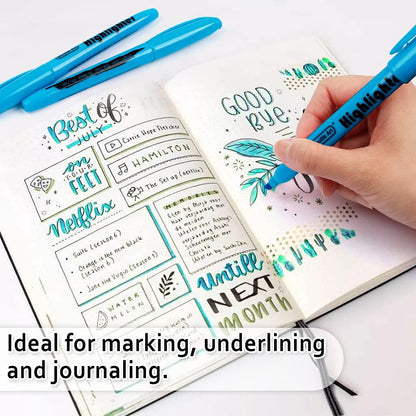 Shuttle Art Highlighters, 30 Pack Blue Highlighters Bright Colors, Chisel Tip Dry-Quickly Non-Toxic Highlighter markers for Adults Kids Highlighting in the Home School Office