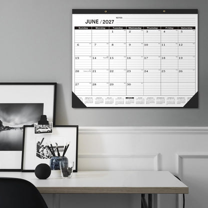Desk Calendar 2026 Large 22x17,January 2026 to June 2027,Desk calendar 2026, Calendar 2026 with PVC Cover,Round Holes& NOTES List (Black),18 Months -3 PACK 2026 Desk Calender.