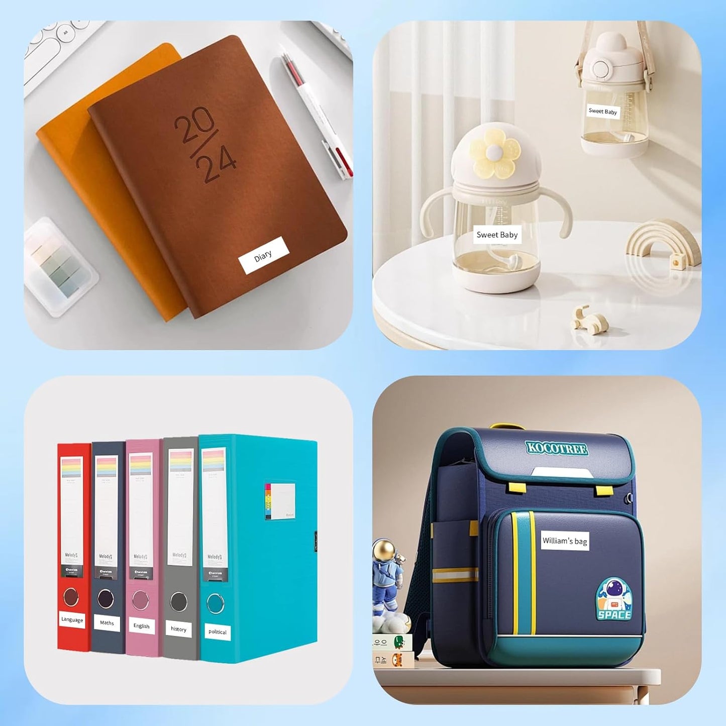 12mm 0.47 Laminated White Tape P Touch Compatible with Brother TZ-231 Tze231 TZ231 for P Touch D220, PTD210 PTH110, Tze TZ Tape 1/2Inch (4 Packs)