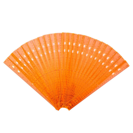 28 Pack Plastic Ruler 12 Inch Transparent Rulers - Metric Bulk for Kids School Office Classroom, Orange