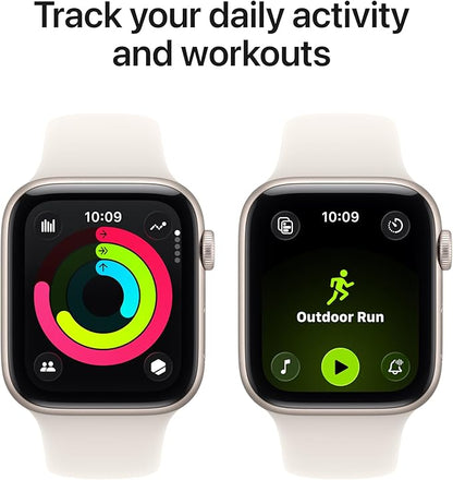 Apple Watch SE 3 [GPS + Cellular 44mm] Smartwatch with Starlight Aluminum Case with Starlight Sport Band - M/L. Fitness and Sleep Trackers, Heart Rate Monitor, Always-On Display, Water Resistant