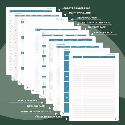 IN-LUXPRO Weekly Monthly 2026 Planner (Jan.26-Dec.26),11.5"x8.5",12 Months Agenda Plan with Month Tabs & Pocket,Expenses/Note Pages, Appointment Book Calendar with Hardcover Vegan Leather Cover,Green