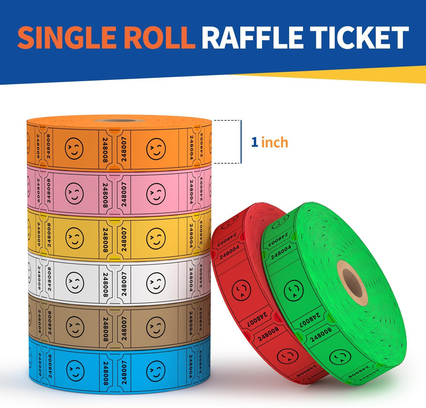 Methdic 1000 Smile Raffle Tickets Pink, Single Roll, Ticket for Events, Entry, Class Reward, Fundraiser & Prizes