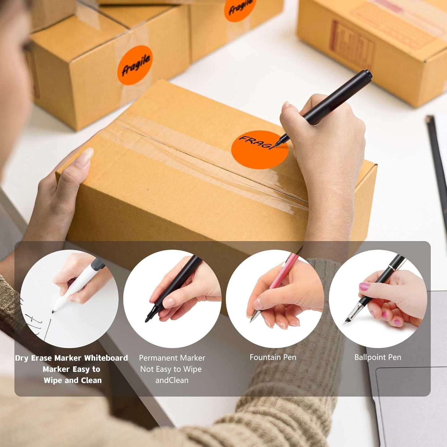 PARLAIM 2 inch Round Color-Code Dot Sticker Labels, 4 Rolls 2000 Adhesive Label Pack in Dispenser Box, Orange