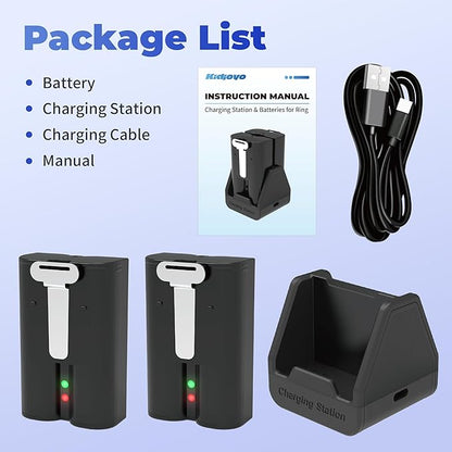 2 Pack Replacement Battery for Ring Doorbell - 7200mAh Rechargeable Quick Release Batteries with Charger Station for Ring Doorbell Stick Up Cam Spotlight Cam and Other Cam, Long-Lasting Life