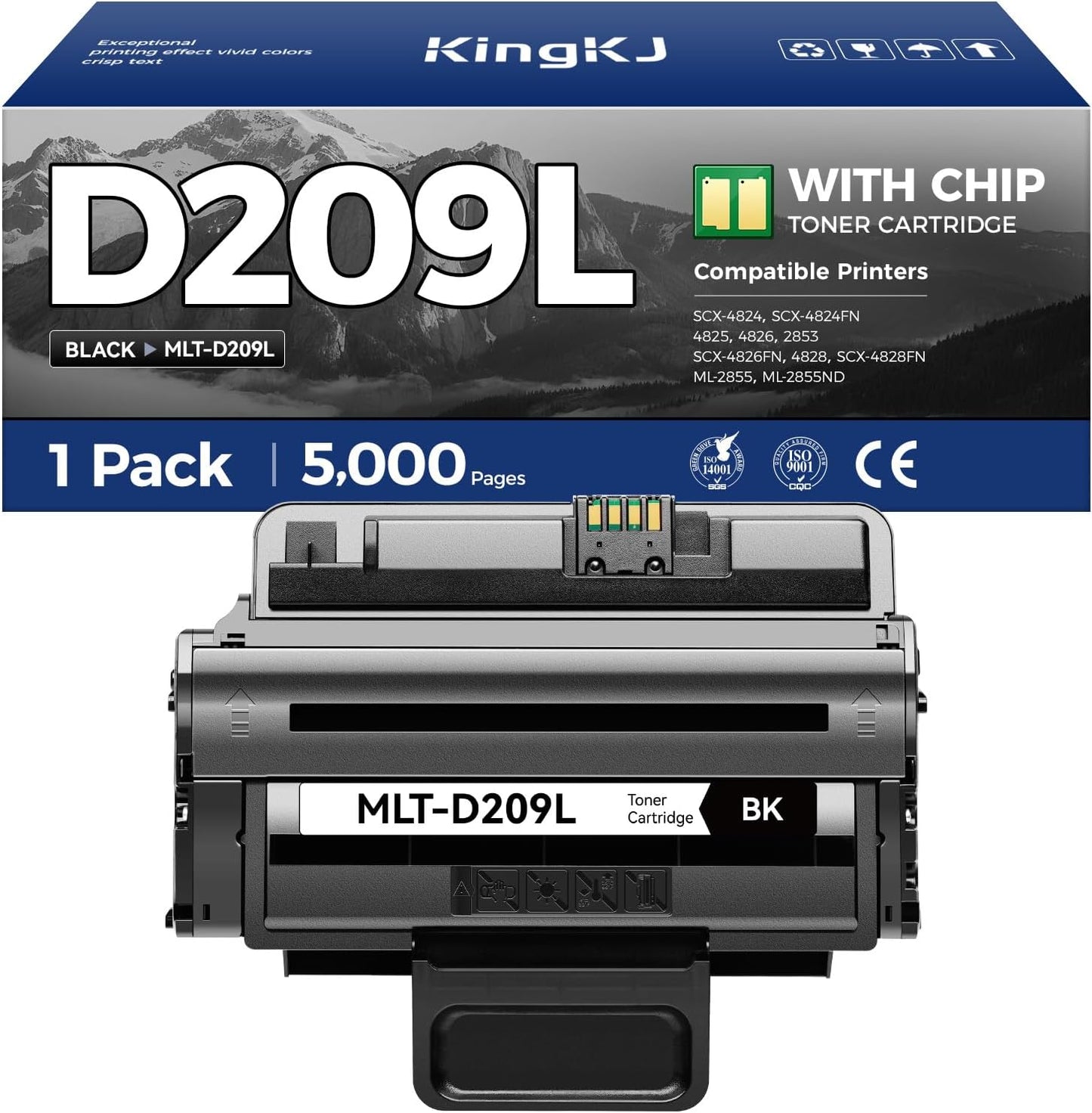 MLT-D209L Toner Cartridge Black 1-Pack High-Yield Replacement for Samsung MLT-D209L D209L 209L Compatible with Samsung SCX-4824 SCX-4824FN 4825 4826 2853 SCX-4826FN 4828 SCX-4828FN ML-2855 ML-2855ND