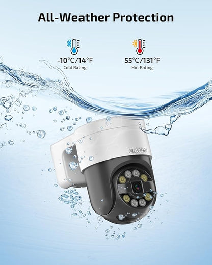 OHWOAI 《2-Way Audio & Auto-Tracking》4K Outdoor Wired Security Camera System,360 Degrees Security PTZ IP Cameras,Surveillance Video Equipment, Surveillance DVR Kits