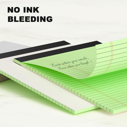 Green Legal Pad Note Pads 8.5 x 11 inch, Wide Ruled Clear Print Writing Pads 30 Sheets/Pad, 20lb Colored Paper, Perforated Notepad with Sturdy Back (3 Pads Green)