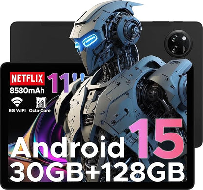 DOOGEE Tab A9 Pro+ Android 15 Tablet,11 inch Tablet with 90Hz Display,30GB+128GB/2TB TF Octa-Core Gaming Tablets,8580mAh,1080P,Bluetooth 5.0+5G WiFi Tablets,13MP+5MP,Face ID/OTG Black