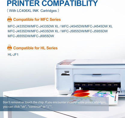 LC406XL Ink Cartridges High Yield Compatible for Brother LC406 Ink Cartridges LC406XL use with Brother MFC-J4335DW MFC-J4535DW MFC-J5855DW MFC-J6555DW Printer (Black Cyan Magenta Yellow 4 Pack)
