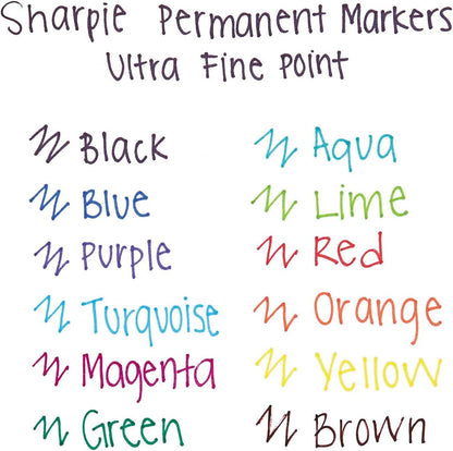 Sharpie Permanent Markers Ultra Fine Point Assorted Colors 12 Count