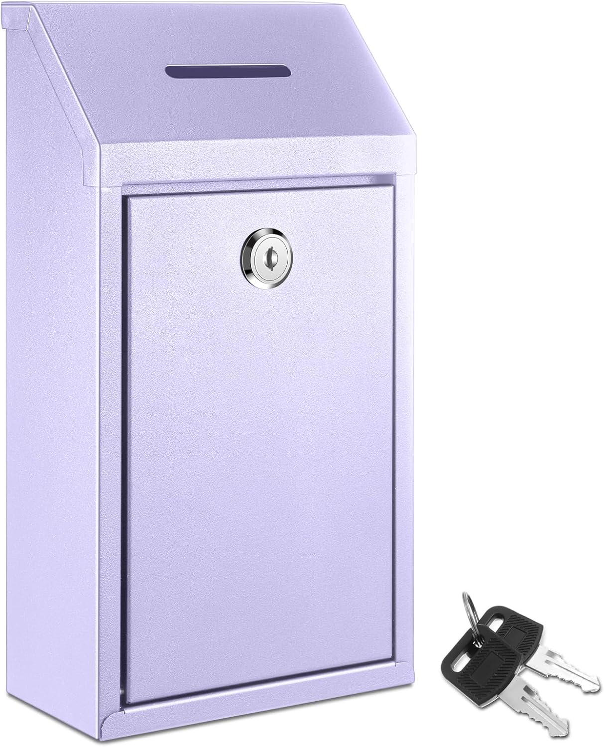 Metal Donation Cash Box Collection Safe Suggestion Box with Lock Wall Mounted Mailbox Delivery Ballot Container for Home Office Outdoor Door