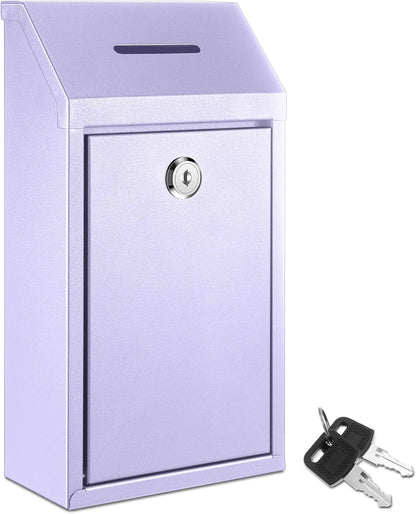 Metal Donation Cash Box Collection Safe Suggestion Box with Lock Wall Mounted Mailbox Delivery Ballot Container for Home Office Outdoor Door
