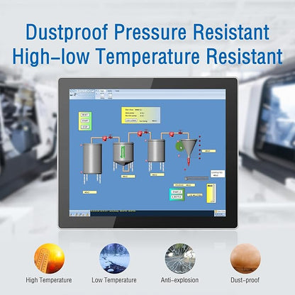 GreenTouch 10.4 Inch Industrial Embedded Touchscreen Monitor, PCAP Multi-Touch Screen Industrial Front IP65 Monitor - HDMI+VGA+DVI - 800 x 600 Resolution