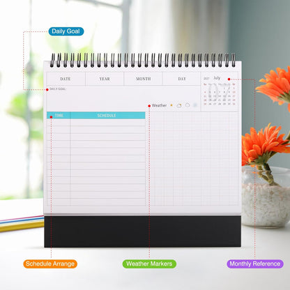 Desk Calendar 2026-2027, 2 Years Calendar Runs from Jan. 2026 until Dec 2027, Table Monthly Planner with Stickers for Home,Office,School Organization(L-Pink+Black,9.8" x 9.6")
