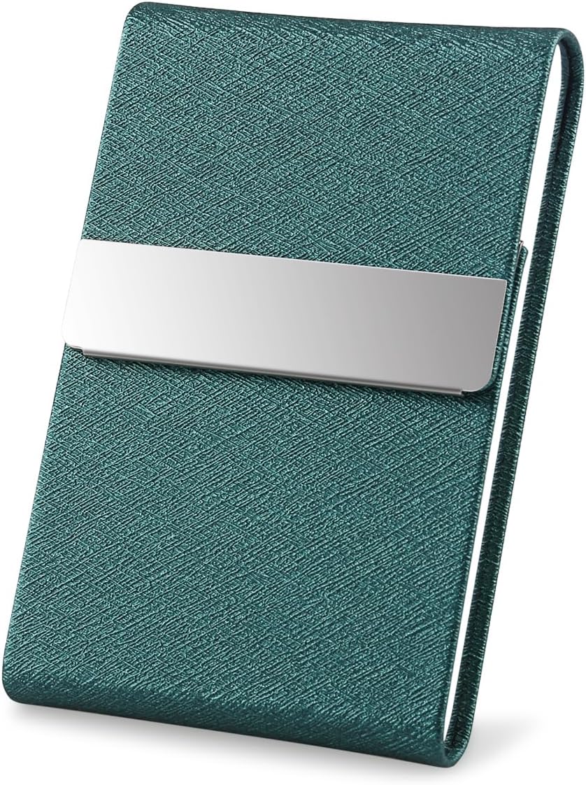 Professional Business Card Holder, Pocket Business Card Case for Women & Men, PU Leather Multi Card Case, Credit Card Wallet, Name Card Holder with Magnetic Closure