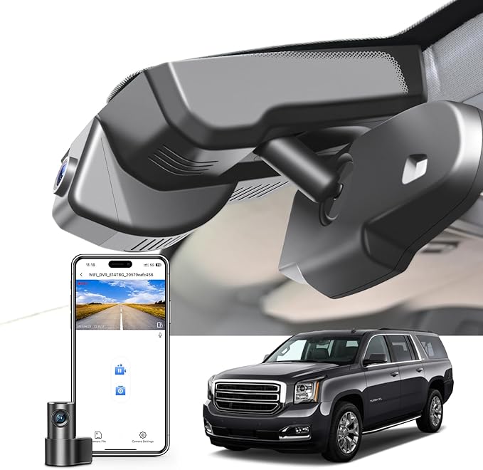 Front 4K & Rear 1080P Dash Cam Custom fit for GMC Yukon, Yukon XL 2015 2016 2017 2018 2019 2020(Model D), Model D & Model C Have Same Models Years but Vehicle Sensor Cover are Different
