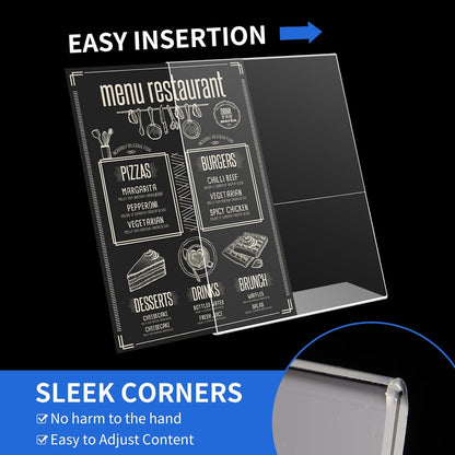 18 Pack Acrylic Sign Display Stand 8.5 X 11, L Shape Clear Plastic Sign Frame, Picture Photo Frame, Flyer Document Paper Holder for Office Desktop