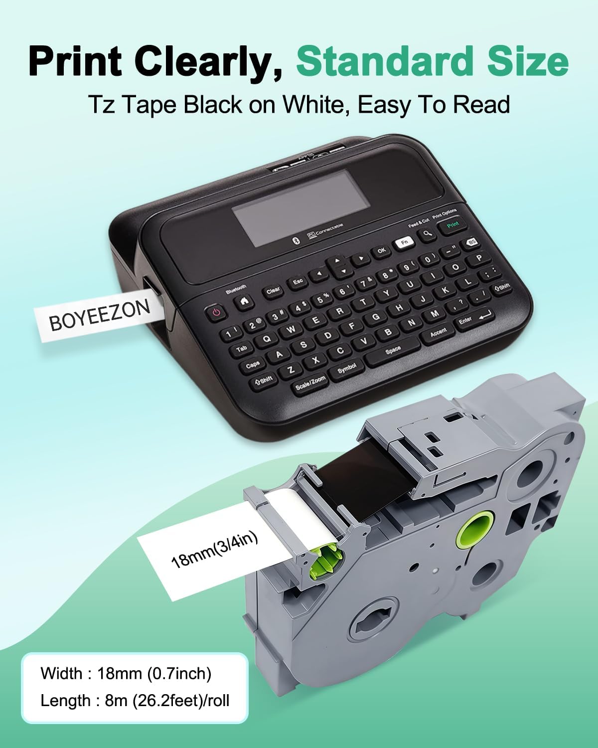 4PK Replacement for Brother TZe-241 Ptouch Label Tape 18mm 0.7 Laminated Tape for Brother PTD400 PTD410 PTD600, Black on White