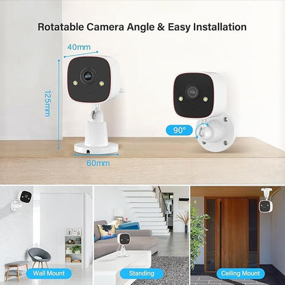 Jennov 2K Security Camera, WiFi Indoor Camera for Home Security, Plug in Powered Pet Cam, Dual-Band (5GHz/2.4GHz), Color Night Vision, 2-Way Audio, Human Motion Detection, IP66 Waterproof Outdoor