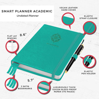 Smart Planner 2022 A5 Size 8.6 x 5.7 inches Undated Daily Planner for School - Student Planner for Maximizing Focus and Productivity (Light Green)