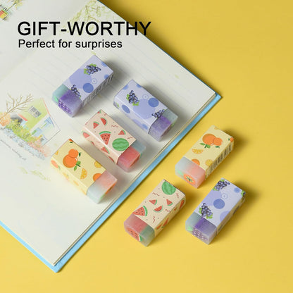 18Pcs Cute Fruit Erasers for Kids Bulk, Kawaii Fun Pencil Jelly Erasers for School Classroom Supplies Prize Gifts Party Favors