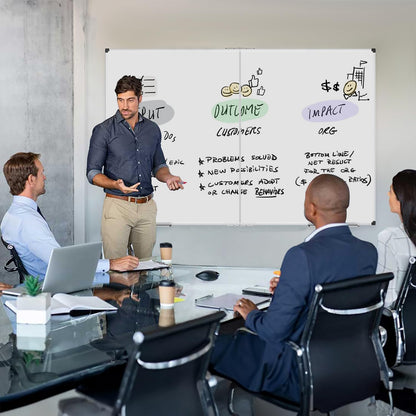 XBoard Dry Erase Board 60 x 48 Inch | Foldable Magnetic White Board for Wall with Marker Tray 5' x 4' | Aluminum Frame Folding Message Presentation Board