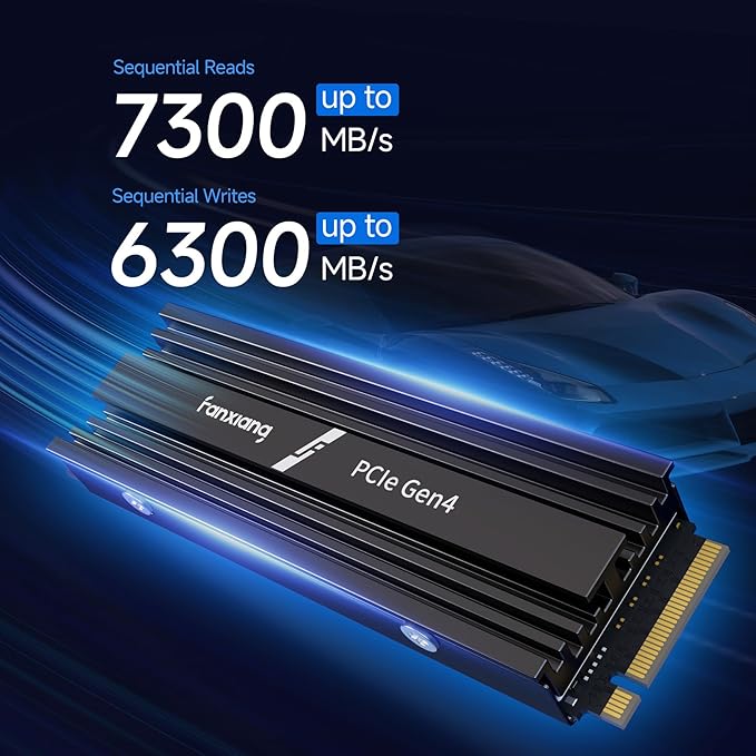 fanxiang S880R 4TB PCIe 4.0 NVMe SSD with Heatsink for PS5, M.2 2280 Gen4x4 Internal Solid State Drive, Up to 7300MB/s, 3D NAND TLC, Compatible with Desktop, Laptop, PS5