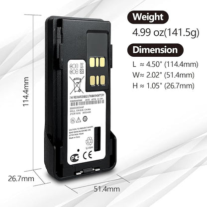 2-Pack 7.4V 3000mAh PMNN4544A PMNN4409 Two-Way Radio Battery Replacement for Motorola XPR3300 XPR3500 XPR7350 XPR7580 XPR7550 PMNN4544 APX4000 APX1000 DP4400 PMNN4448 DGP5050 PMNN4544A