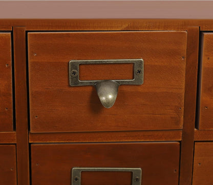 64-Drawer Wood Desk Drawer Organizer, Vintage Tabletop Apothecary Cabinet Wooden Desk Organizer, Card Catalog Cabinet for Dresser, Kitchen, Office Organization and Storage (Brown)