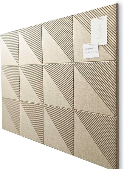 Large Cork Board for Walls 48"x 36", 12 Pack Felt Wall Tiles with Safe Removable Adhesive Tabs, Cork Board for Office,Pinboard Bulletin Board - Tan