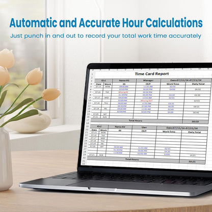Time Clock - Fingerprint Time Clocks for Employees Small Business Automatic Calculate Hours, H1 Standalone Offline Biometric Clock in Machine for Employees with 5 RFID Cards (0 Monthly Fees)