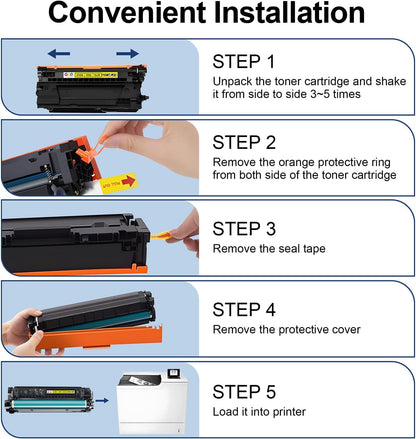 655A Toner Cartridge 4 Pack(with Chip) Compatible with 655A for Color Enterprise M652n M652dn M653dn M653x M653dh Printer(Black Cyan Yellow Magenta)