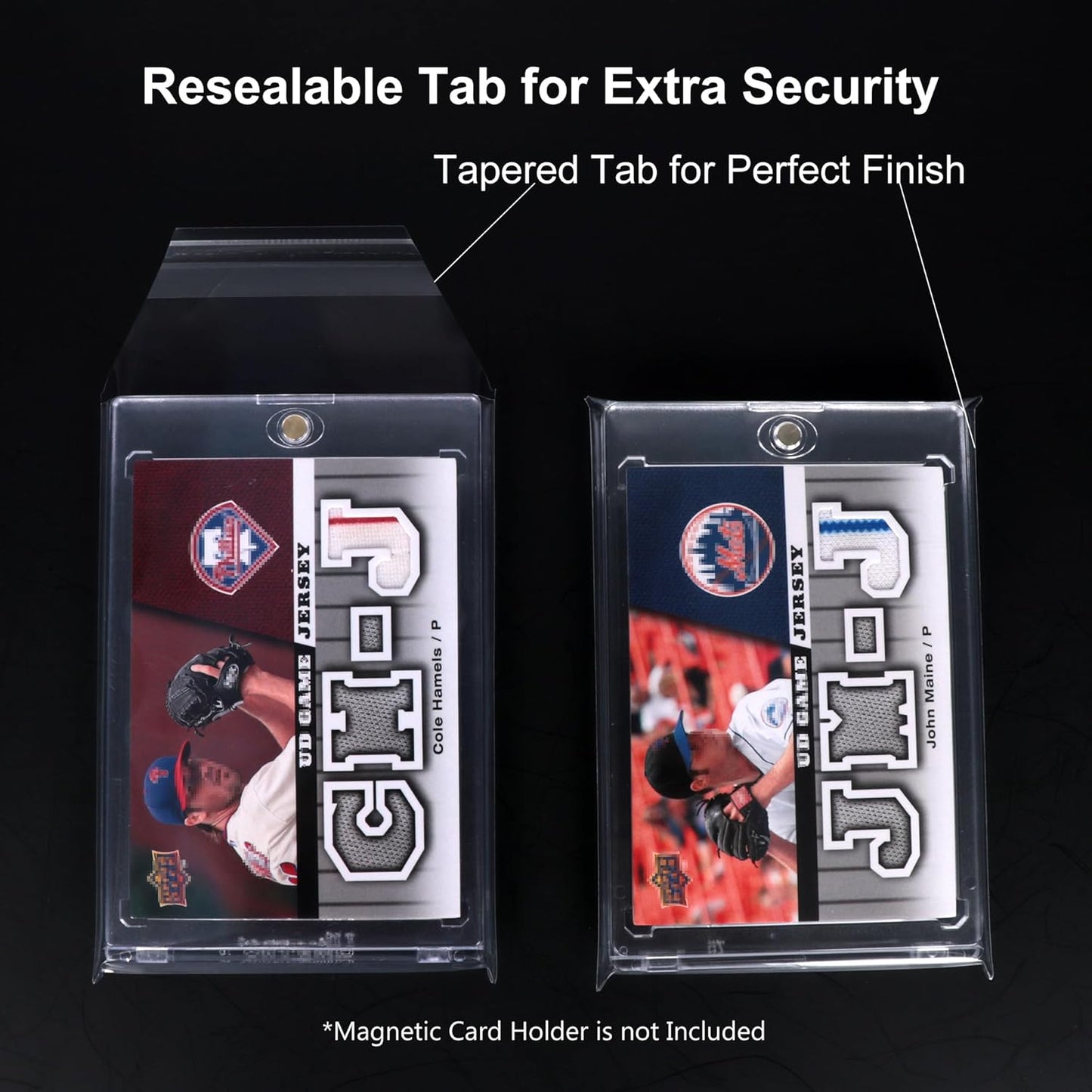 Resealable Sleeves for 55-75PT Magnetic Card Holders, Exact Fit Team Bags for 55-75PT Magnetic Card Holders (400 Pack)