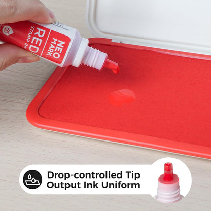 Premium Stamp Ink, Quick-Drying and AP-Certified Non-Toxic Refill Ink for Self-Inking Stamps, Date Stamps and Stamp Pads(Red, 1oz)