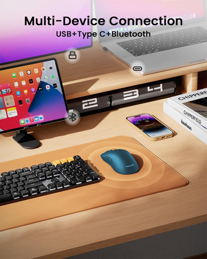 ProtoArc Bluetooth Wireless Mouse, USB C Mouse, EM15 Rechargeable Compact Portable Type C Wireless Mice for Laptop, Tablet, PC, Windows, Mac OS-Blue