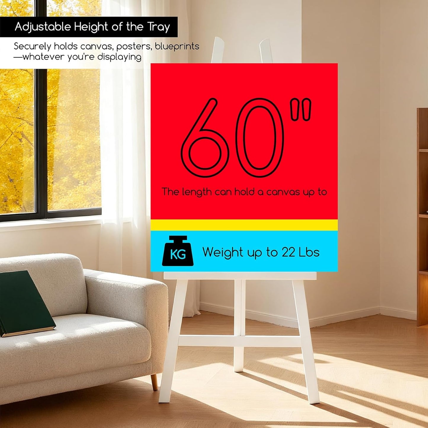 MEEDEN Art Easel Stand for Display: Adjustable Wooden Stands for Sign - A Frame Painting Easel for Canvas up to 60" for Artist Adults Drawing Picture Poster - White