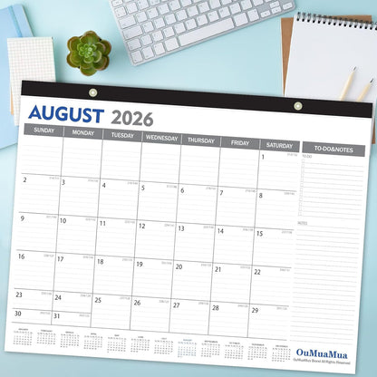 OuMuaMua 3-Pack Large Desk Calendars 2025-2026 - 19 Months from Jun. 2025 through Dec. 2026, 22" x 17" Desktop Wall Calendar with Julian Date To-do & Notes, Corner Protectors for School Home Office