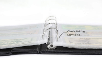 MUDOR 90 Pockets Dollar Bill Holders for Collectors, Premium PU Banknote World Currency Collection Album, Classic Paper Money Collecting Storage Book Album Binder Supplies (Black)